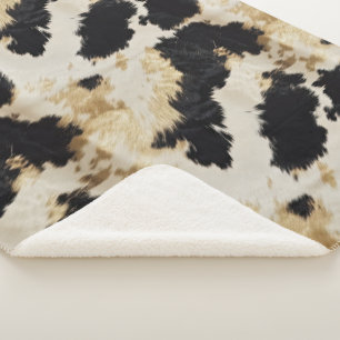 Cosy Black Cream Gold Südwest Cowhide Sherpadecke