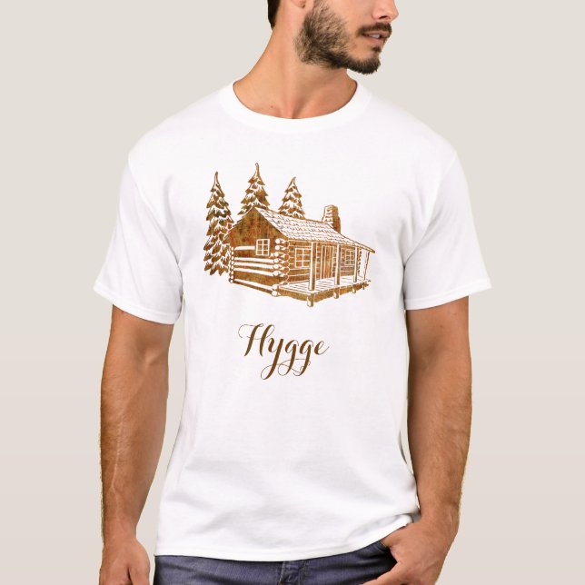 Cosy Blockhaus - Hygge oder Ihr eigener Text T-Shirt (Vorderseite)