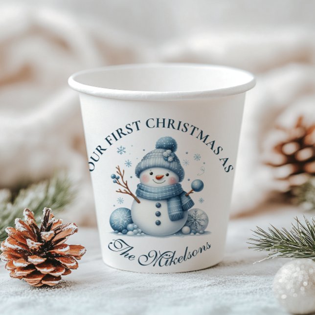 Cosy Blue Rustic Christma Pappbecher (Von Creator hochgeladen)