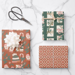 Cosy Boho Pink, Green & Clay Urlaub Geschenkpapier Set