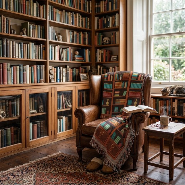 Cosy Bookshelves Throw Blanket Decke (Von Creator hochgeladen)
