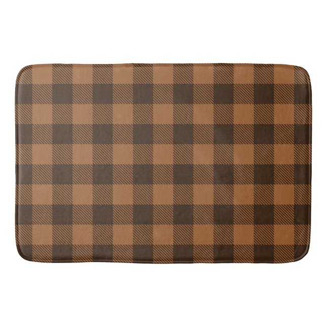 Cosy Brown Kariert Buffalo Print Muster Badematte (Vorderseite)