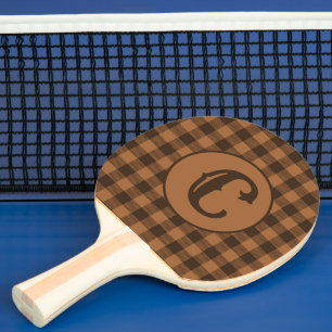 Cosy Brown Kariert Buffalo Print Muster Tischtennis Schläger