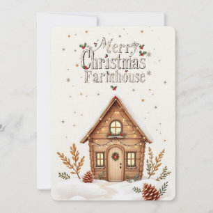Cosy Cabin Christmas Card Rustikaler Urlaub Einladung