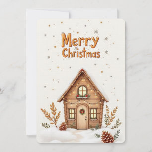 Cosy Cabin Christmas Card Rustikaler Urlaub Einladung