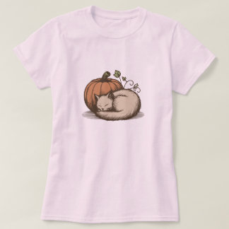 Cosy Cat and Pumpkin - Autumn Design T-Shirt