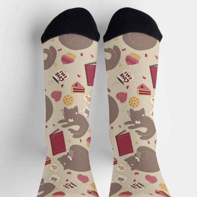 Cosy Cat Lovers Collage Socken (Oben)