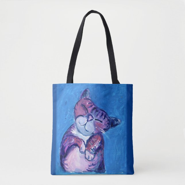 Cosy Cat Painted Kitty Niedlich Feline Fun Blau (Vorderseite)