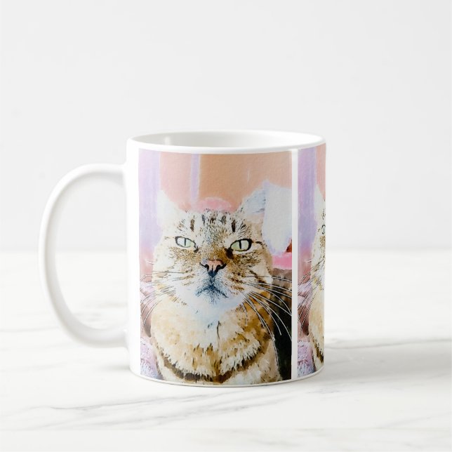 Cosy Cat Tasse - Whimsical Feline Design (Links)