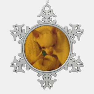 Cosy Chihuahua Pewter Snowflake Ornament