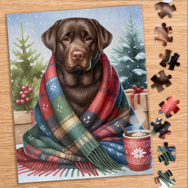 Cosy Chocolate Labrador Retriever Dog Weihnachten Puzzle (Von Creator hochgeladen)