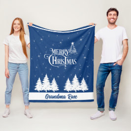 Cosy Christmas Oma Blue White Fleecedecke