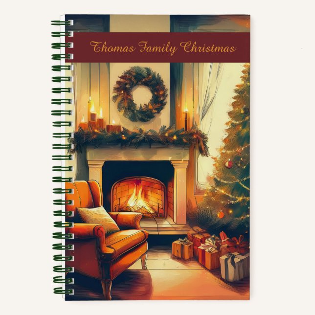 "Cosy Christmas" - Personalisiertes Weihnachtsblat Notizbuch (Vorderseite)