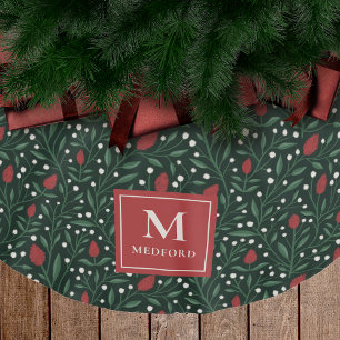 Cosy Classic floral Christmas Pattern Monogram Polyester Weihnachtsbaumdecke