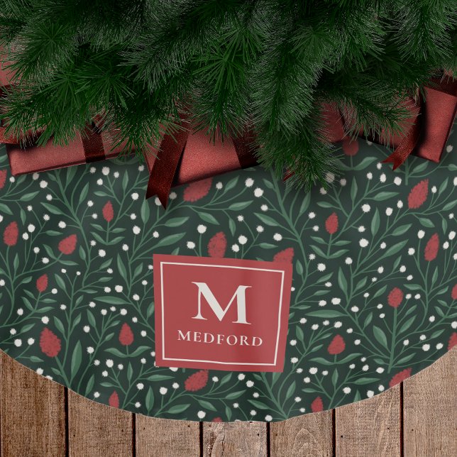 Cosy Classic floral Christmas Pattern Monogram Polyester Weihnachtsbaumdecke (Von Creator hochgeladen)
