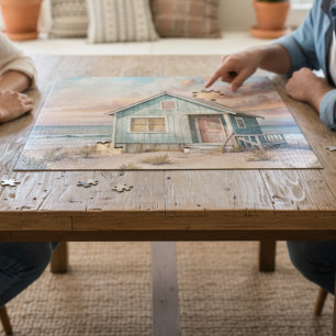 Cosy Coastal Hütte Beach House Wasserfarbe Puzzle