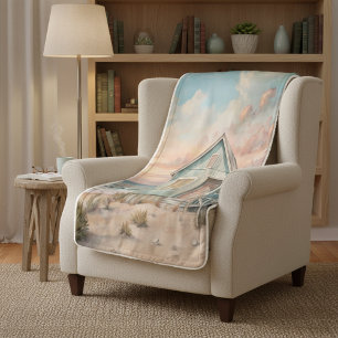 Cosy Coastal Hütte Beach House Wasserfarbe Sherpadecke