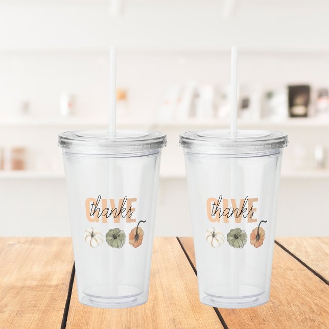 Cosy Colorful Pastel Give Danke und Pumpkin Acryltrinkbecher (Von Creator hochgeladen)