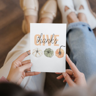 Cosy Colorful Pastel Give Danke und Pumpkin Feiertagskarte