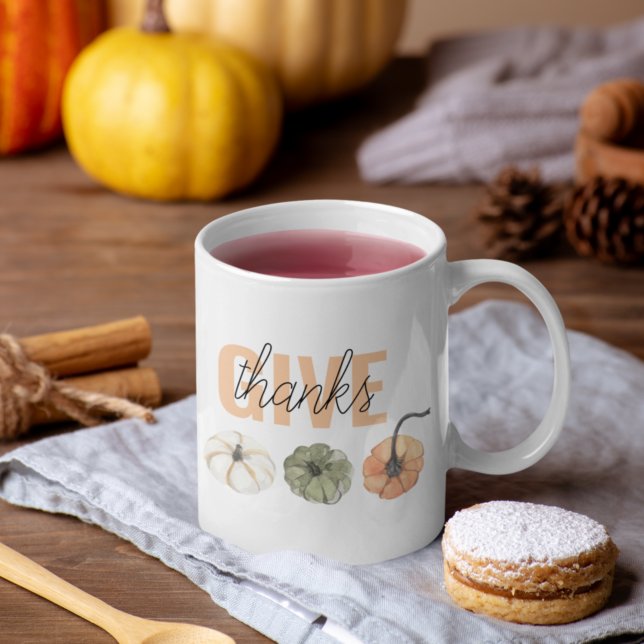 Cosy Colorful Pastel Give Danke und Pumpkin Kaffeetasse (Von Creator hochgeladen)