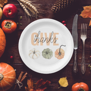 Cosy Colorful Pastel Give Danke und Pumpkin Pappteller