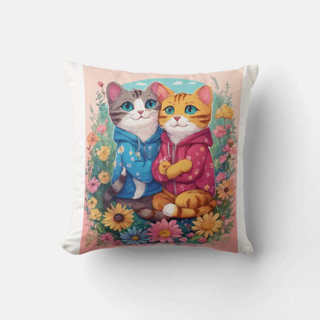 "Cosy Companions: Purr-fect Pillow Pals" Kissen (Vorderseite)