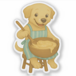 Cosy Cooking Dog Clipart - Happy Labrador Aufkleber