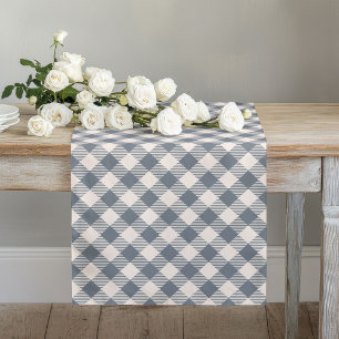 Cosy Coral Gray Kariert Table Runner Ansammlungen Großer Tischläufer