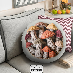 Cosy Cotattcore Crochet Mushroom Basket Rundes Kissen