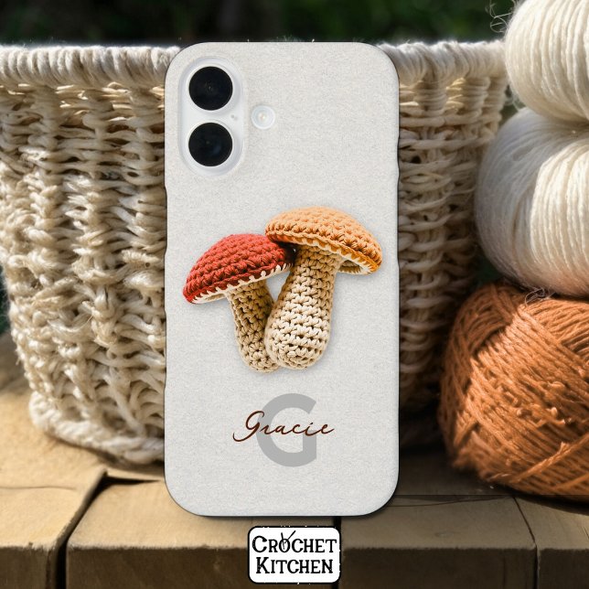 Cosy Cotattecore Crochet Mushroom Monogram Name Case-Mate iPhone Hülle (Von Creator hochgeladen)