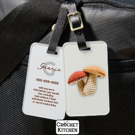 Cosy Cotattecore Crochet Mushroom Monogram Name Gepäckanhänger