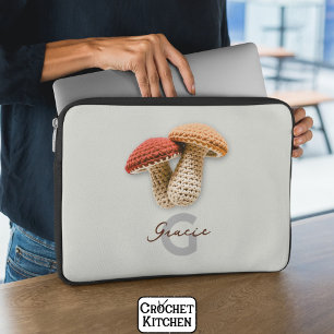 Cosy Cotattecore Crochet Mushroom Monogram Name Laptopschutzhülle