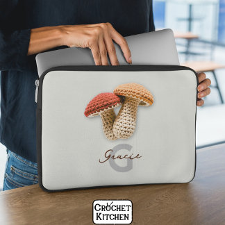 Cosy Cotattecore Crochet Mushroom Monogram Name Laptopschutzhülle
