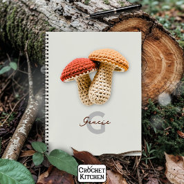 Cosy Cotattecore Crochet Mushroom Monogram Name Notizbuch