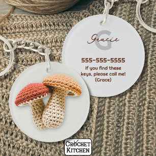 Cosy Cotattecore Crochet Mushroom Monogram Name Schlüsselanhänger