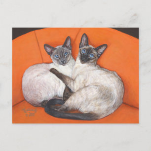 Cosy Couple Siamese Cat Postkarte