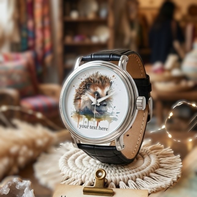 Cosy Critter: Igel in Wasserfarbe, Brauch Armbanduhr (Von Creator hochgeladen)