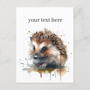 Cosy Critter: Igel in Wasserfarbe, Brauch Postkarte