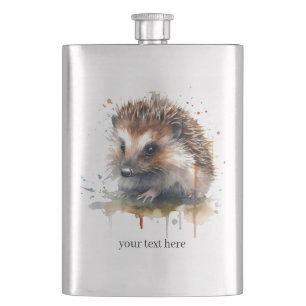 Cosy Critter: Igel in Wasserfarbe Flachmann