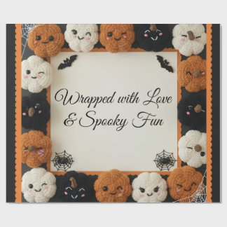 Cosy Crochet Pumpkin Halloween Wrapping Paper Geschenkpapier