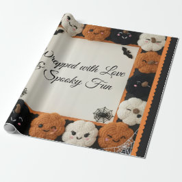 Cosy Crochet Pumpkin Halloween Wrapping Paper Geschenkpapier