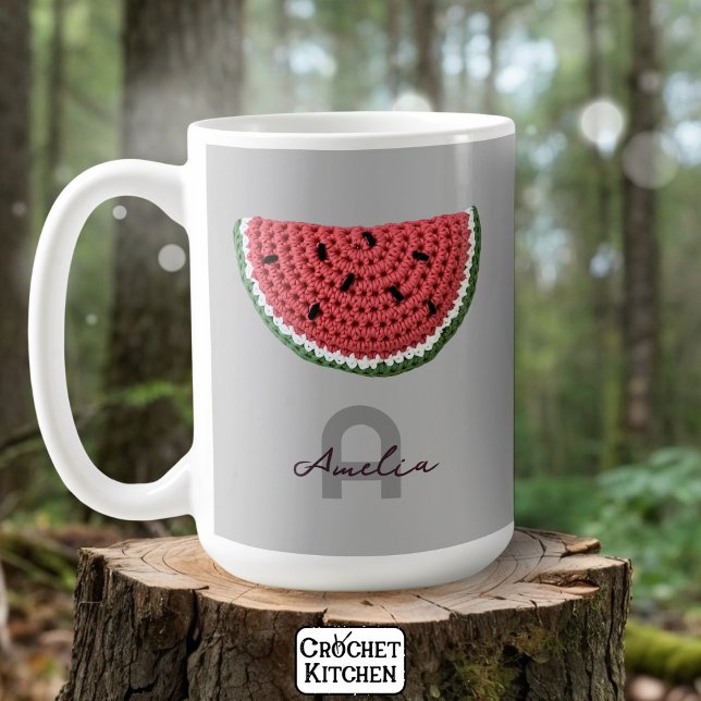 Cosy Crochet Watermelon Fruchtsästhetik Monogram Kaffeetasse (Von Creator hochgeladen)