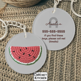 Cosy Crochet Watermelon Fruchtsästhetik Monogram Schlüsselanhänger