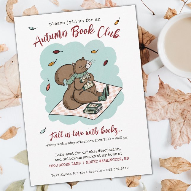 Cosy Fall Book Club Einladung (Autumn Squirrel Book Club Invite)