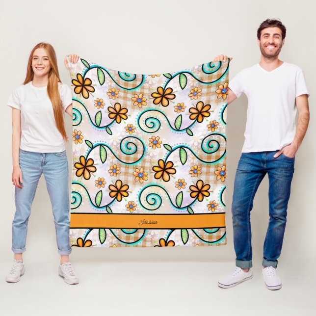 Cosy Fall Floral Personalisiert Name Fleecedecke (Beispiel)