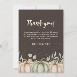 Cosy Fall Pumpkin Baby Dusche Danke Karte