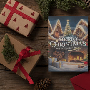 Cosy Fireplace Christmas Card Postkarte