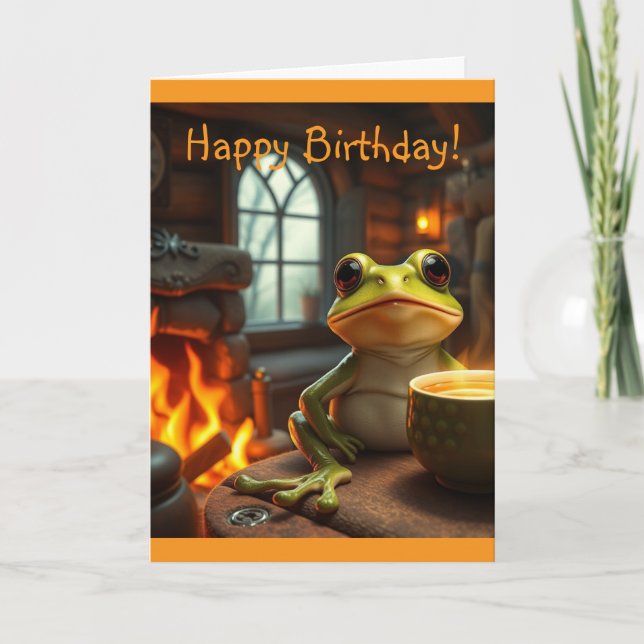 Cosy Frog Birthday Card Karte (Vorderseite)