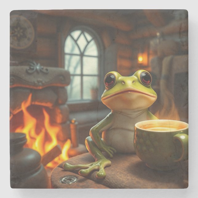Cosy Frog Steinuntersetzer (Vorderseite)