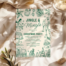 Cosy Green Doodle Weihnachtsfeiertag Party